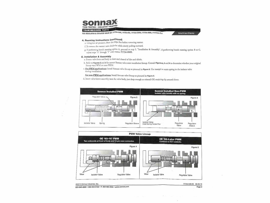 Sonnax Tcc Regulator And Isolator Valve Kit 4L60E 4L65E 4L70E — Sun