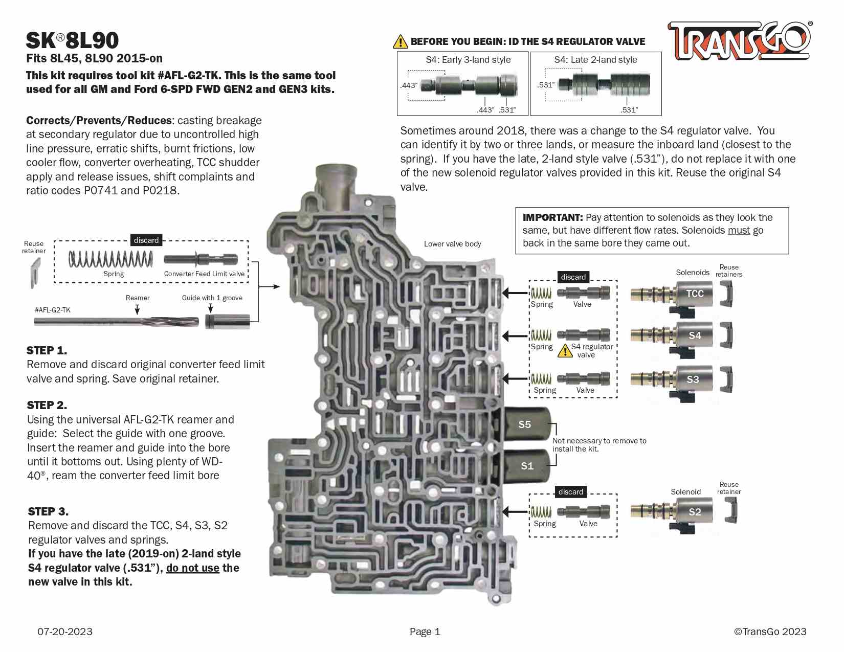 SK 8L90 Transgo Shift Kit 8L45 8L90 15/UP — Sun Transmissions