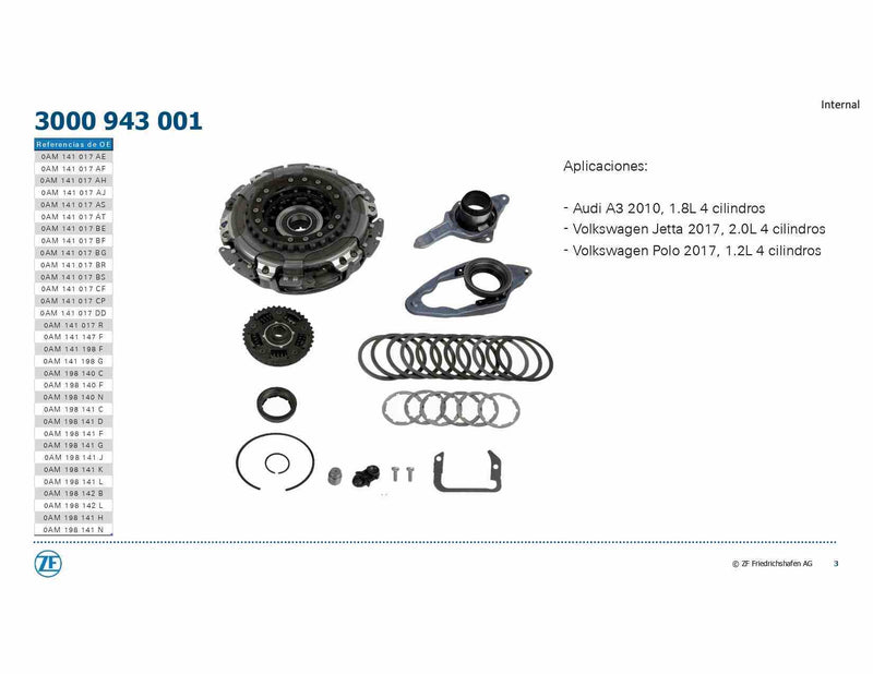 SACHS Dry Double Clutch Original Kit 0AM DQ200 3000 943 001