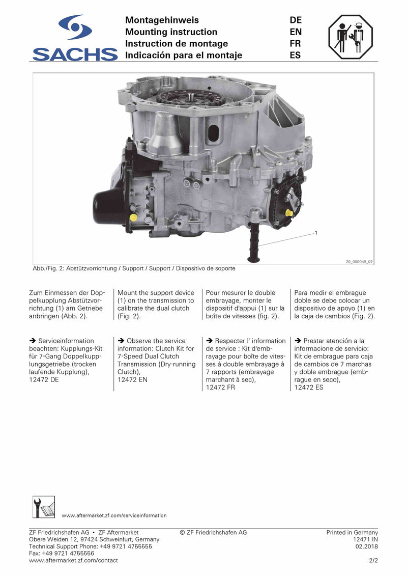 SACHS Dry Double Clutch Original Kit 0AM DQ200 3000 943 001