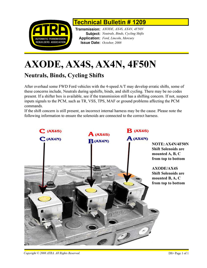 Wire Harness Internal 1993/03 AX4N 4F50N AXODE AX4S