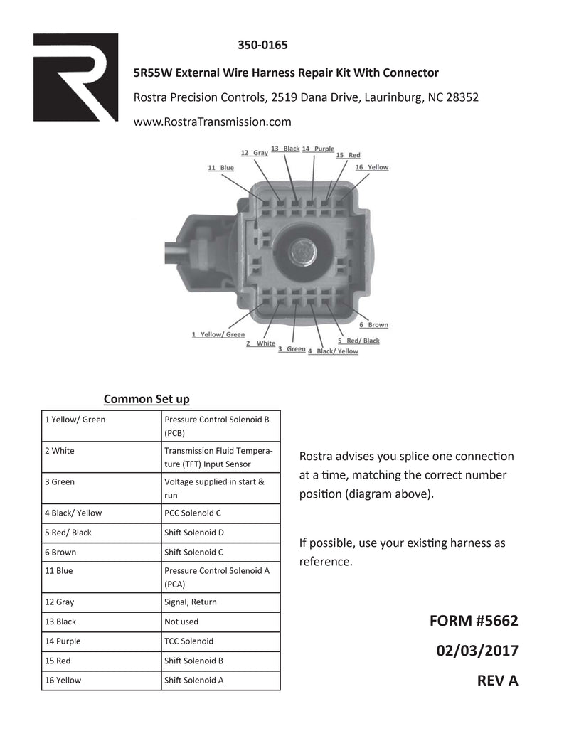 Repair Kit  External Harness Connec 5R55W  5R55S