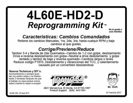 Shift Kit Transgo Reprogramming Kit with Gear Command 4L60E 4L65E 4L70E 