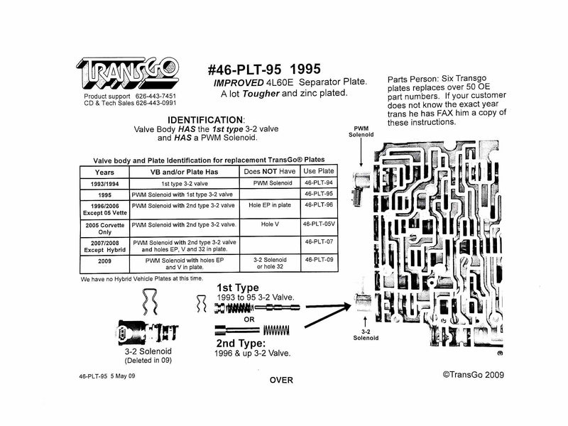 Plate Valve Body Separator Universal 4L60E M30 M33 1995