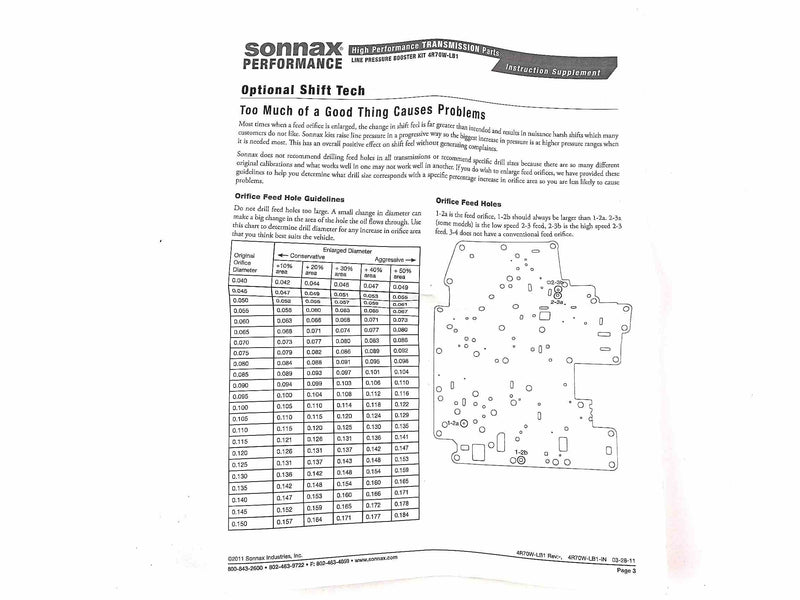 Line Pressure Booster Kit Sonnax AODE 4R70E 4R70W 4R75E 4R75W