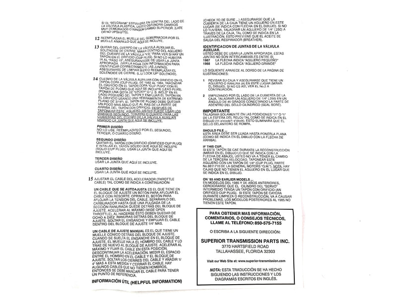 SHIFT KIT SUPERIOR TH125, TH125C - Suntransmissions