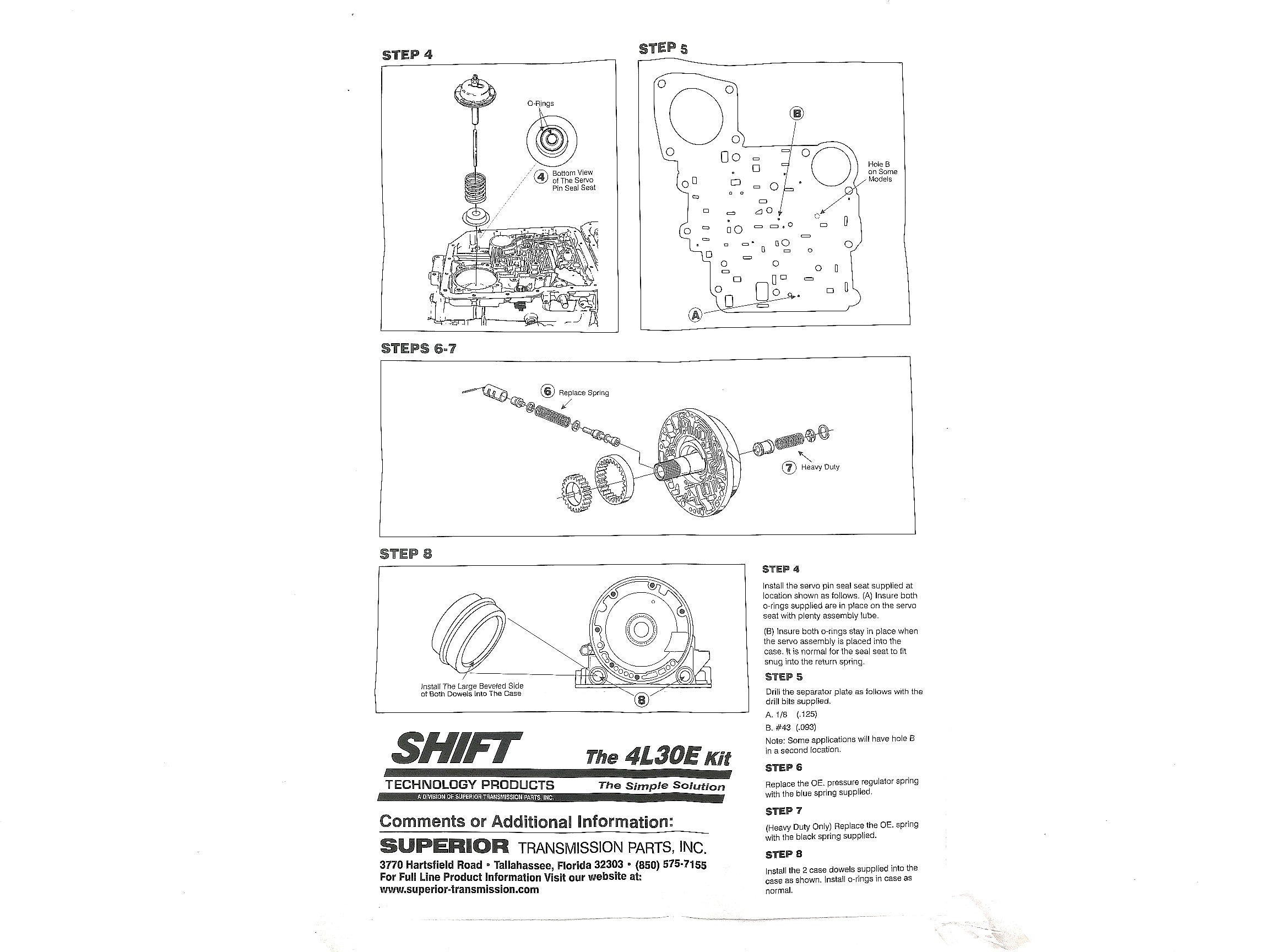 K4L30-E Shift Kit Superior 4l30e — Sun Transmissions