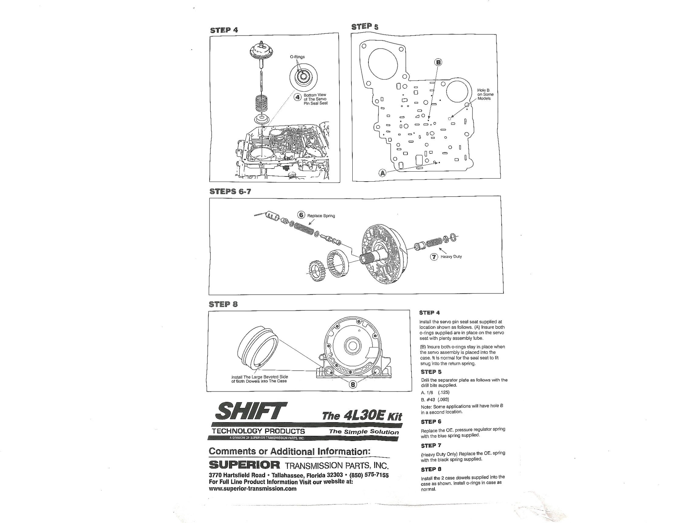 K4L30E Shift Kit Superior 4l30e — Sun Transmissions