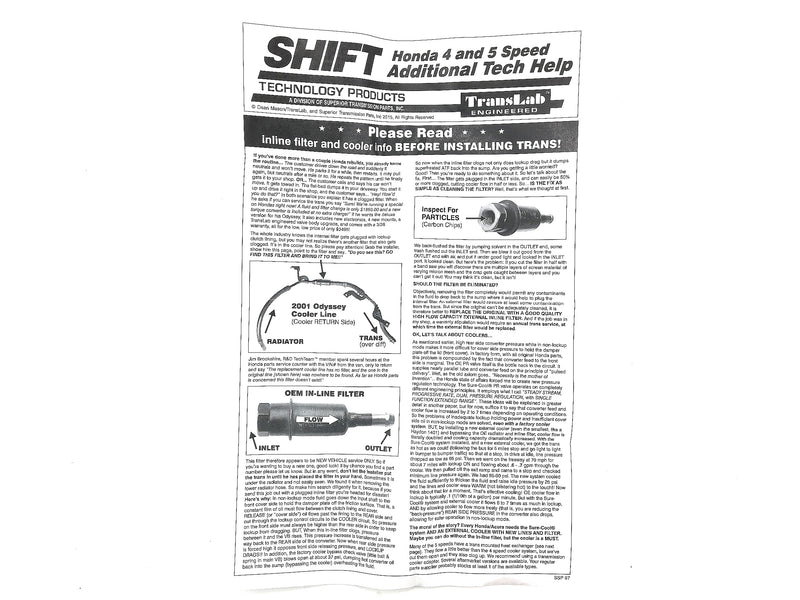 Shift Kit Superior Honda 5 SP 6 CYL Valve Body Upgrade Kit With 0..88 CPC Valves - Suntransmissions