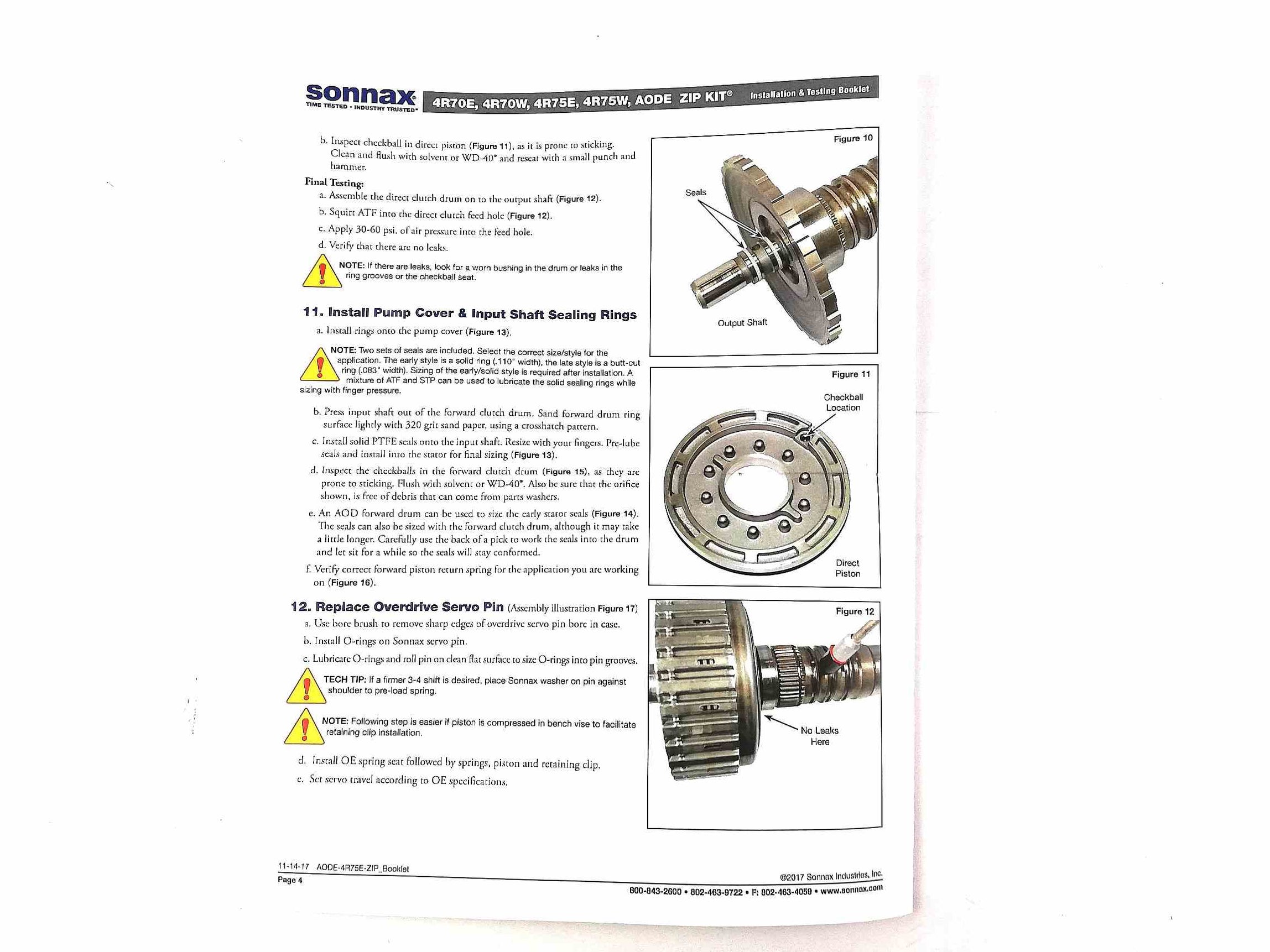 Zip Kit Sonnax 4R70E 4R70W 4R75E 4R75W AODE — Sun Transmissions
