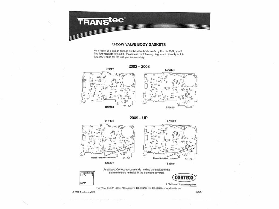 Overhaul Kit Transtec with Pistons and Molded Pan Gasket 5R55W 5R55S