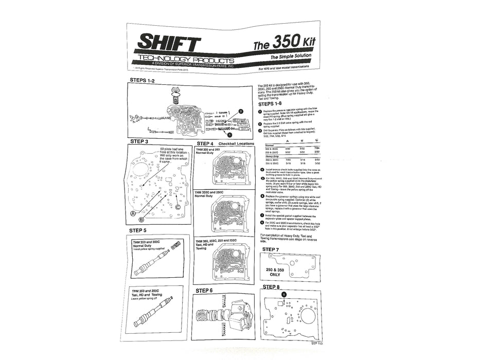 SHIFT KIT SUPERIOR TH350 - Suntransmissions