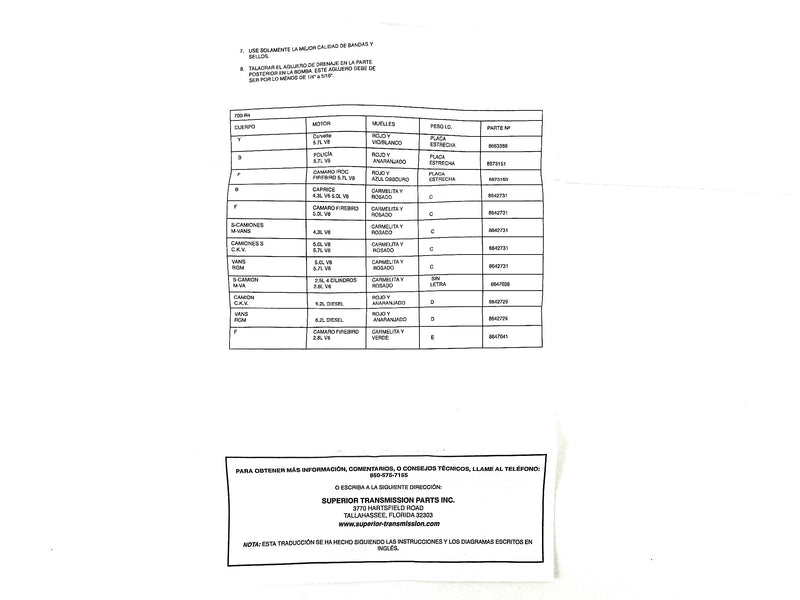 SHIFT KIT SUPERIOR TH700 - Suntransmissions