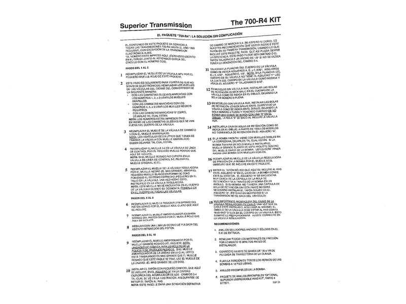 SHIFT KIT SUPERIOR TH700 - Suntransmissions