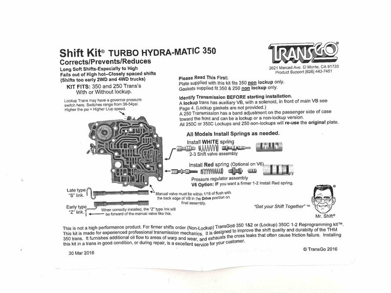 SHIFT KIT TRANSGO TH350 TH350C TH250