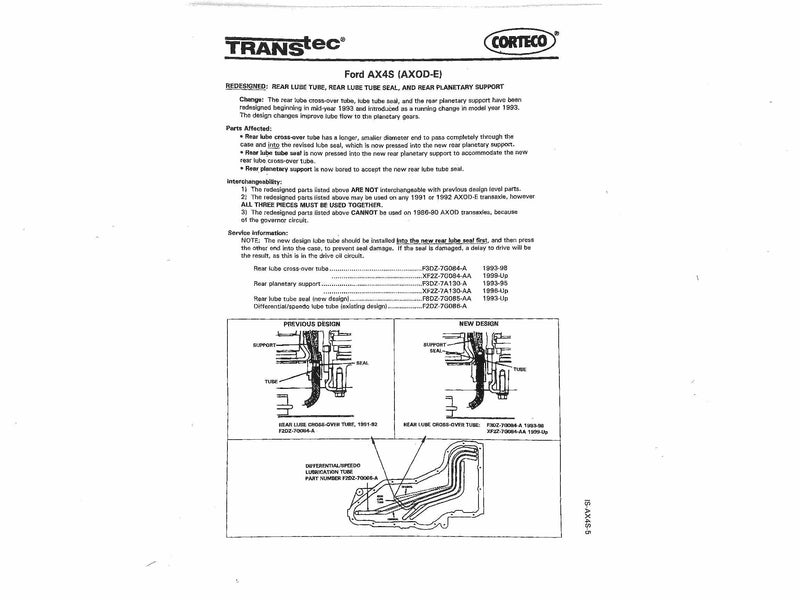 Overhaul Kit Transtec without Pistons and Duraprene Pan Gasket AXODE AX4S 1999/03