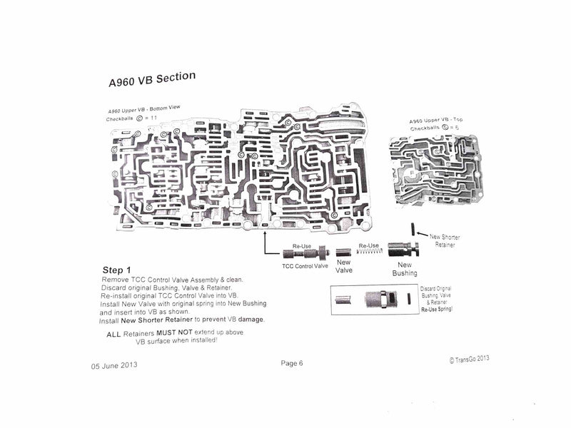 Shift Kit Transgo No Tool 2003/UP A750E A750F A760E A760H A761E A960E AB60E AB60F