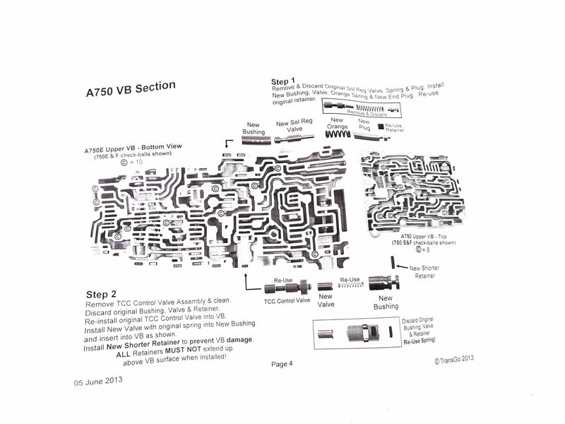 Shift Kit Transgo No Tool 2003/UP A750E A750F A760E A760H A761E A960E AB60E AB60F